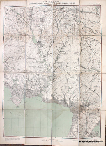 Antique-Folding-Topographical-Map-Printed-Color-Millville-New-Jersey-area-Atlas-Sheet-No.-35-New-Jersey-Folding-Maps-1918-State-of-New-Jersey-Department-of-Conservation-and-Development-Maps-Of-Antiquity