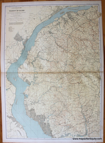 Antique-Topographic-Map-New-Jersey-A-Topographical-Map-of-the-Vicinity-of-Salem-from-Woodbury-and-Bridgeton-Westward-to-the-Delaware-River.-Atlas-Sheet-No.-10-(Lower-Delaware)-1889-Bien