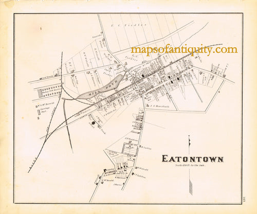 Antique-Hand-Colored-Map-Eatontown-N.J.-United-States-New-Jersey-1878-Woolman-&-Rose-Maps-Of-Antiquity
