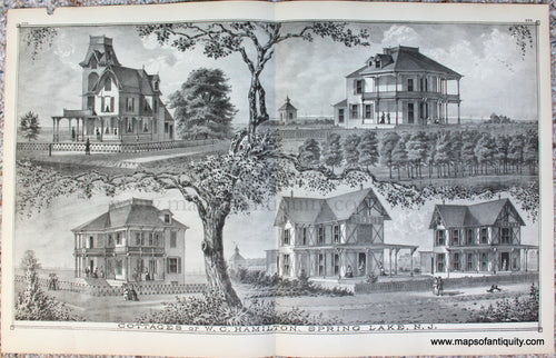Antique-Black-and-White-Engraving-Cottages-of-W.C.-Hamilton-Spring-Lake-N.J.-engraving--United-States-New-Jersey-1878-Woolman-&-Rose-Maps-Of-Antiquity