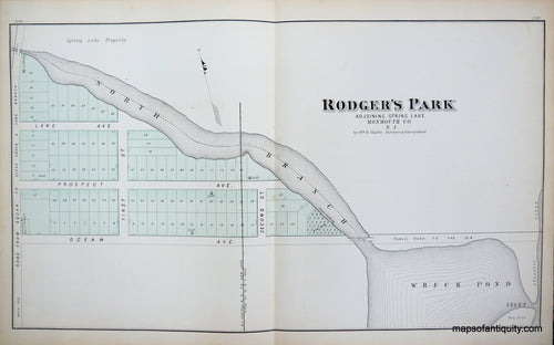 Antique-Hand-Colored-Map-Rodger's-Park-Monmouth-Co.-N.J.-United-States-New-Jersey-1878-Woolman-&-Rose-Maps-Of-Antiquity