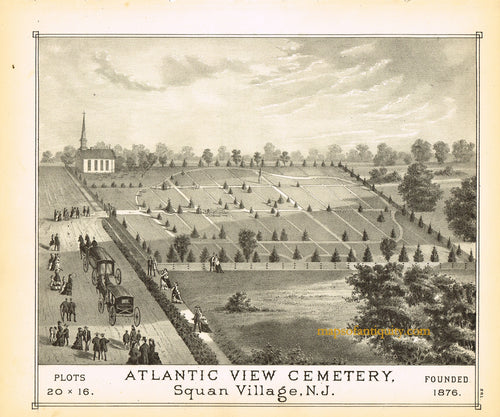 Antique-Black-and-White-Engraving-Atlantic-View-Cemetery-Squan-Village-N.J.-United-States-New-Jersey-1878-Woolman-&-Rose-Maps-Of-Antiquity
