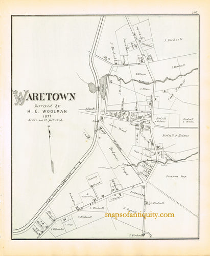 Antique-Hand-Colored-Map-Waretown-N.J.-United-States-New-Jersey-1878-Woolman-&-Rose-Maps-Of-Antiquity