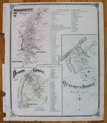 Woodstown-Penns-Grove-Quinton's-Bridge-New-Jersey-NJ-Antique-Map-1876-Everts-Stewart-Maps-of-Antiquity-1870s-1800s-19th-century