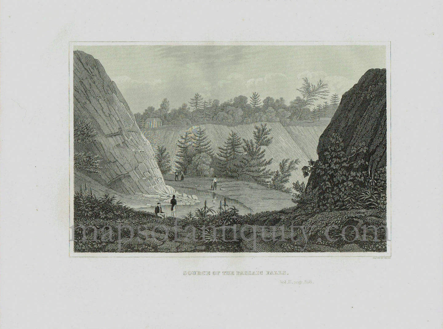 Antique-Print-Prints-Illustration-Source-of-the-Passaic-Falls-Great-River-New-Jersey-Walker-1843-1840s-1800s-Early-Mid-19th-Century-Maps-of-Antiquity