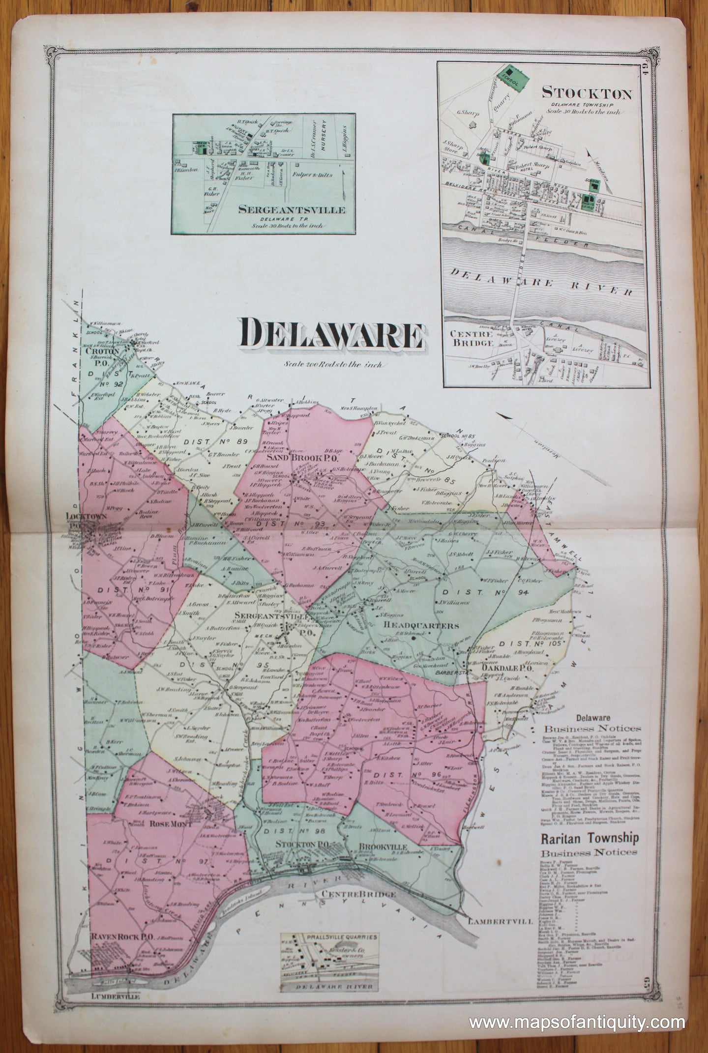 Antique-Hand-Colored-Map-Delaware-New-Jersey-1872-F.W.-Beers-New-Jersey-1800s-19th-century-Maps-of-Antiquity