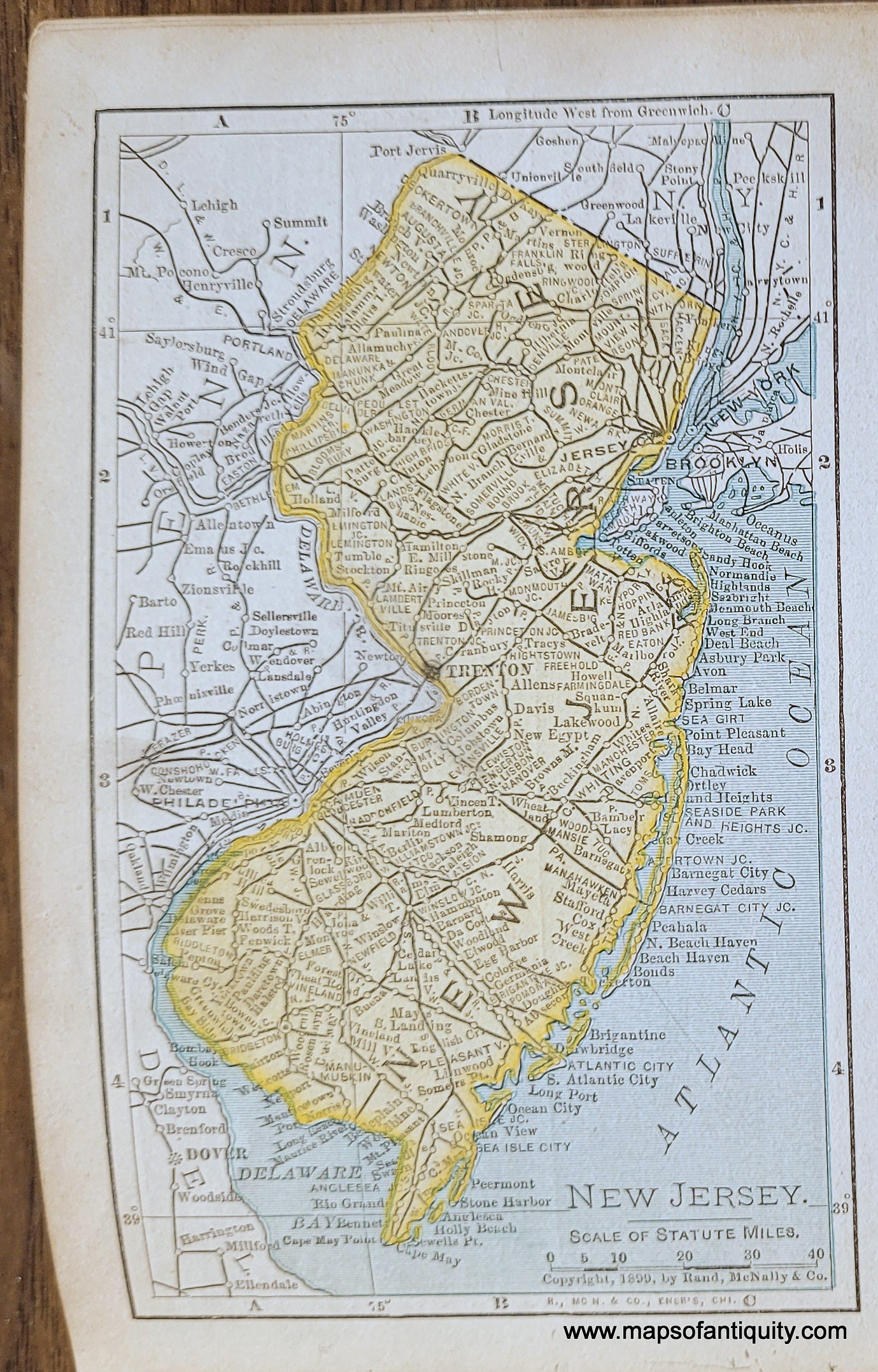 Genuine-Antique-Map-New-Jersey-1900-Rand-McNally-Maps-Of-Antiquity