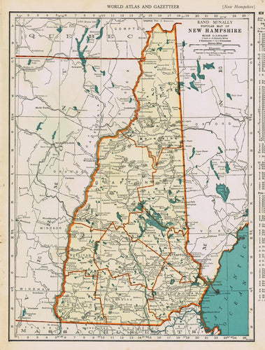 Genuine-Antique-Map-Popular-Map-of-New-Hampshire--1940-Rand-McNally-Maps-Of-Antiquity