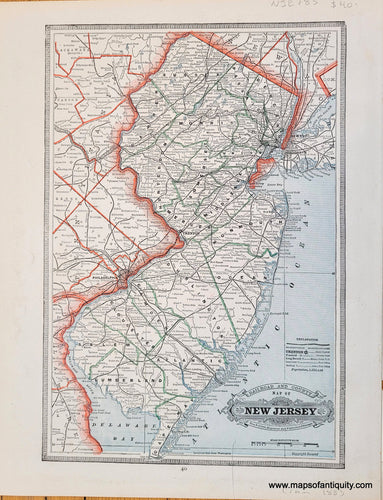 Genuine-Antique-Map-Railroad-and-County-Map-of-New-Jersey-verso-Pennsylvania-1883-Cram-Maps-Of-Antiquity