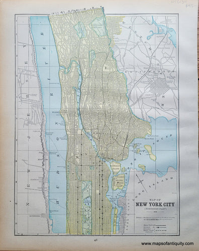 Genuine-Antique-Printed-Color-Map-New-York-City-Northern-Part--1893-Gaskell-Maps-Of-Antiquity