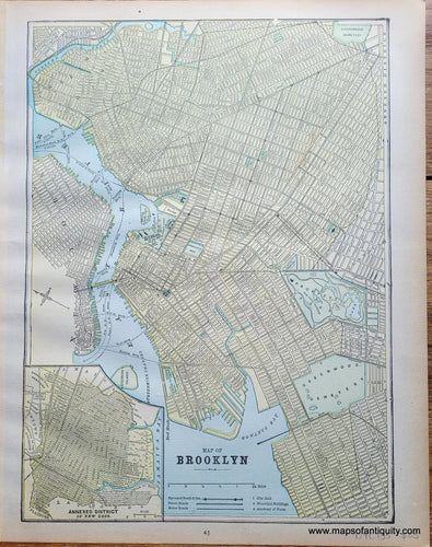 Genuine-Antique-Printed-Color-Map-Map-of-Brooklyn-1893-Gaskell-Maps-Of-Antiquity