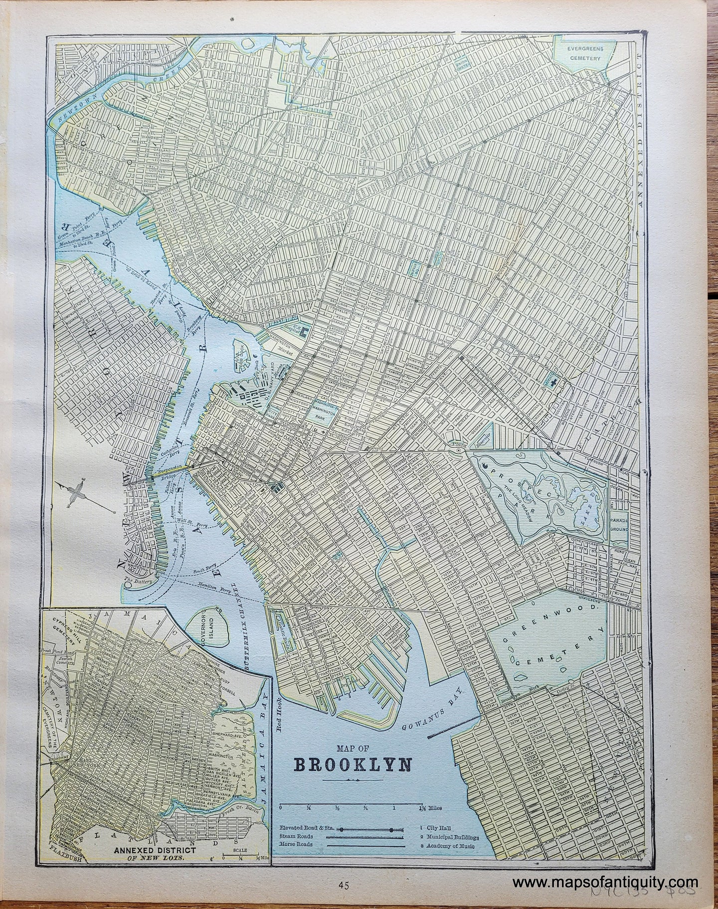 Genuine-Antique-Printed-Color-Map-Map-of-Brooklyn-1893-Gaskell-Maps-Of-Antiquity