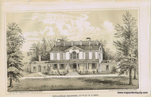 Genuine-Antique-Print-Delafield-Mansion-77th-Street-N-Y-1861-1862-Valentines-Manual-Maps-Of-Antiquity