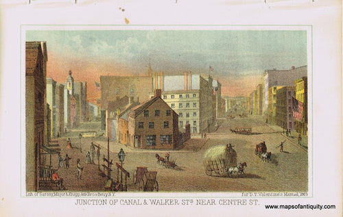 Genuine-Antique-Print-Junction-of-Canal-&-Walker-Streets-near-Centre-Street-1863-Valentines-Manual-Maps-Of-Antiquity