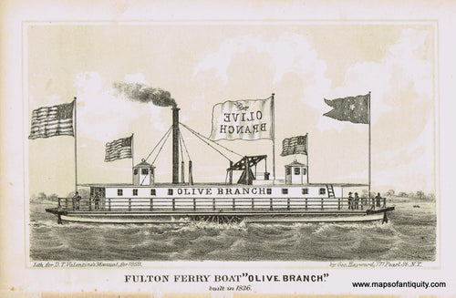 Genuine-Antique-Print-Fulton-Ferry-Boat-Olive-Branch-built-in-1836-1859-Antique-Prints-New-York-City-Maps-Of-Antiquity