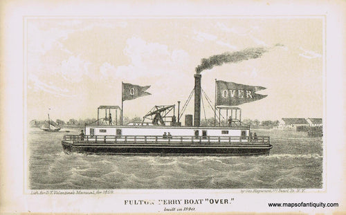 Genuine-Antique-Print-Fulton-Ferry-Boat-Over-built-in-1840-1859-Antique-Prints-New-York-City-Maps-Of-Antiquity