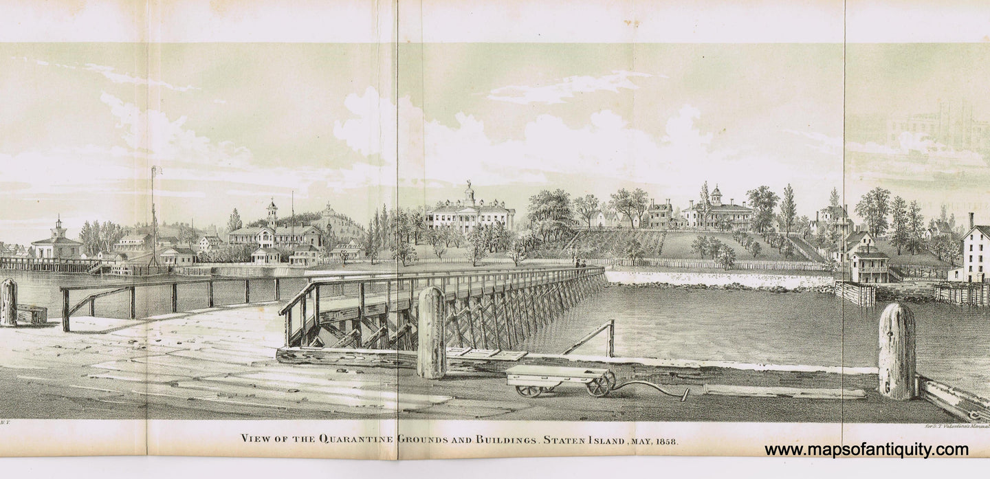 Genuine-Antique-Print-View-of-Quarantine-Grounds-and-Buildings-Staten-Island-May-1858--1859-Antique-Prints-New-York-City-Maps-Of-Antiquity