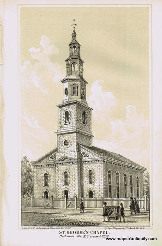 Genuine-Antique-Print-St-George's-Chapel-Beekman-Str-N-Y-erected-1752-1859-Antique-Prints-New-York-City-Maps-Of-Antiquity