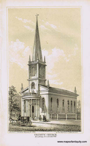 Genuine-Antique-Print-Trinity-Church-Broadway-N-Y-rebuilt-1788-1859-Antique-Prints-New-York-City-Maps-Of-Antiquity