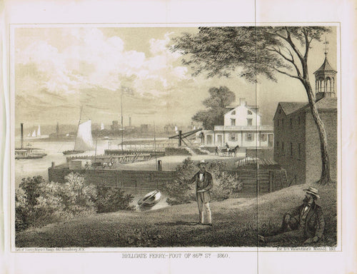 Genuine-Antique-Print-Hellgate-Ferry---Foot-of-86th-Street--1860-1861-Valentines-Manual-Maps-Of-Antiquity