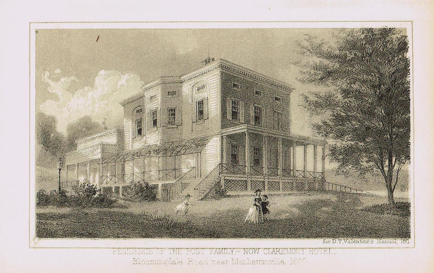 Genuine-Antique-Print-Residence-of-The-Post-Family---Now-Claremont-Hotel--Bloomingdale-Road-near-Manhattanville-1860--1861-Valentines-Manual-Maps-Of-Antiquity