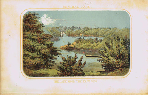 Genuine-Antique-Print-Central-Park-The-Lake-From-the-East-Side--1868-Valentines-Manual-Maps-Of-Antiquity