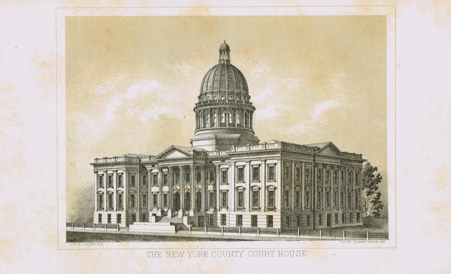 Genuine-Antique-Print-The-New-York-County-Court-House--1868-Valentines-Manual-Maps-Of-Antiquity