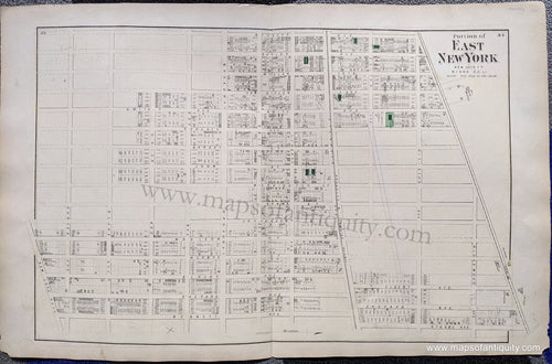 Antique-Hand-Colored-Map-Double-sided-sheet---Centerfold-Portion-of-East-New-York-New-York;-verso-Flatlands-/-Unionville-Guntherville-Gravesend-Flatlands-New-Utrecht-United-States-Northeast-1873-Beers-Maps-Of-Antiquity