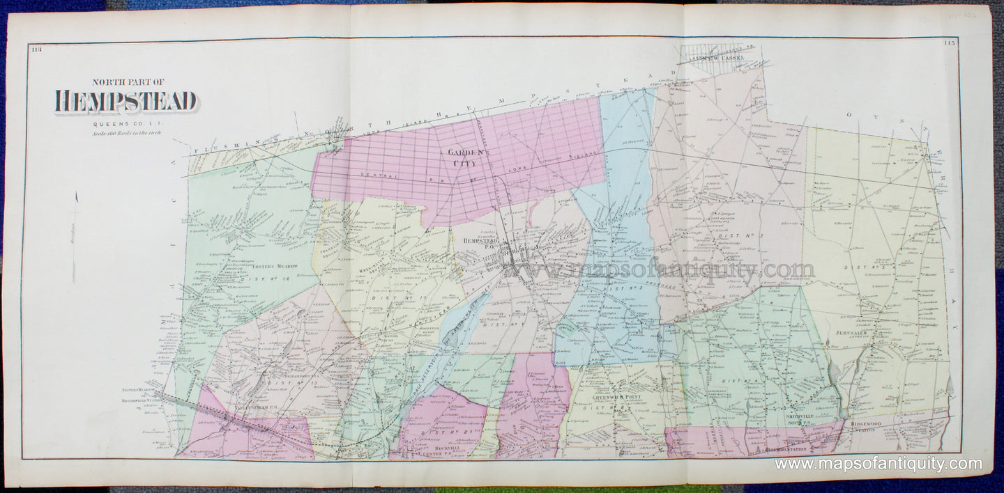 Antique-Map-North-Part-of-Hempstead-New-York-verso-Rockaway-Woodburgh-and-Merrick-New-York-Long-Island-Maps-of-Antiquity-1873-Beers