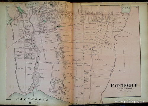 Antique-Hand-Colored-Map-Patchogue-(NY)-United-States-Northeast-1873-Beers-Maps-Of-Antiquity