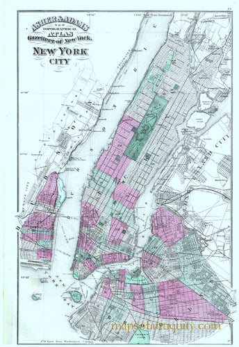 Antique-Hand-Colored-Map-New-York-City**********-United-States-New-York-1872-Asher-&-Adams-Maps-Of-Antiquity