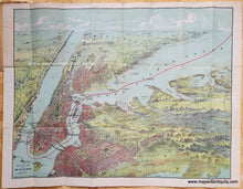 Load image into Gallery viewer, Antique-Folding-Map-New-York-City-Manhattan-Bird&#39;s-Eye-View-East-North-Rivers-Long-Island-Sound-1912-Hammond
