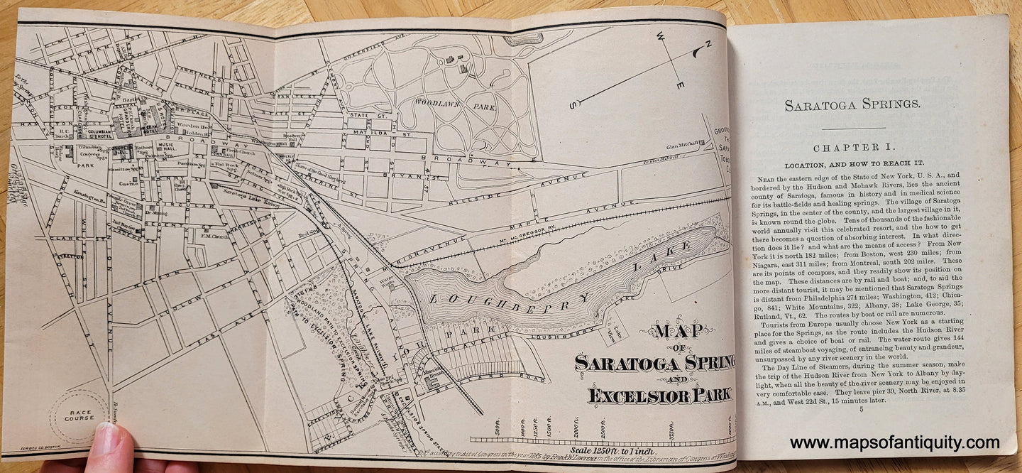 Genuine-Antique-Book-with-Maps-Saratoga-Illustrated:-The-Visitor's-Guide-of-Saratoga-Springs.-1888-Taintor-Brothers-Co.-Maps-Of-Antiquity