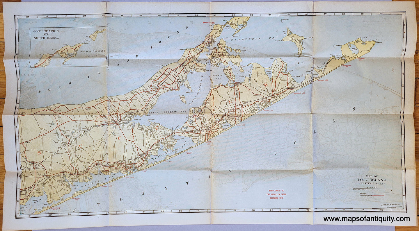 NYO1030-Genuine-Antique-Folding-Map-Map-of-Long-Island-1916-Williams-Map-and-Guide-Co-Maps-Of-Antiquity