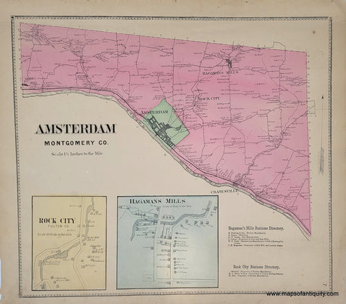 Genuine-Antique-Map-Amsterdam-New-York--1868-B-Nichols-Maps-Of-Antiquity