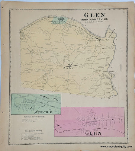 Genuine-Antique-Map-Glen-New-York--1868-B-Nichols-Maps-Of-Antiquity