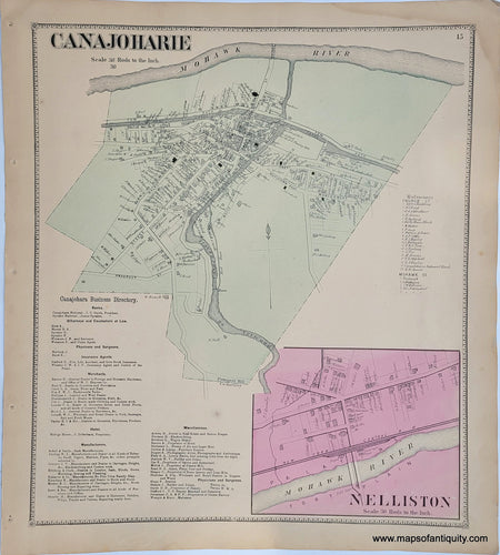 Genuine-Antique-Map-Canajoharie-New-York--1868-B-Nichols-Maps-Of-Antiquity