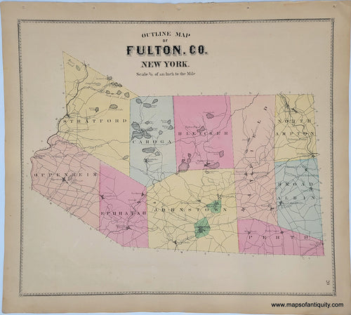 Genuine-Antique-Map-Outline-map-of-Fulton-County-New-York--New-York--1868-B-Nichols-Maps-Of-Antiquity