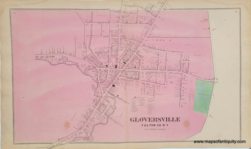 Genuine-Antique-Map-Gloversville-New-York--1868-B-Nichols-Maps-Of-Antiquity