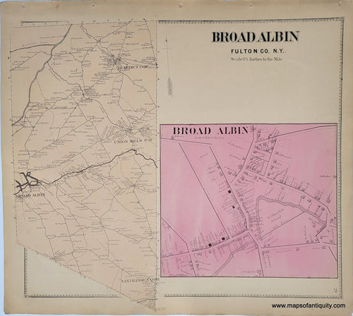 Genuine-Antique-Map-Broad-Albin--New-York--1868-B-Nichols-Maps-Of-Antiquity