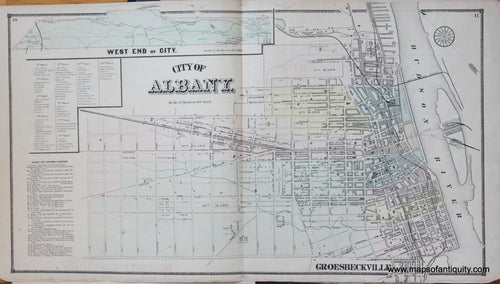 Genuine-Antique-Map-City-of-Albany--New-York---1866-Beers--Maps-Of-Antiquity