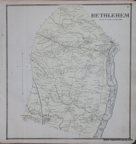 Genuine-Antique-Map-Bethlehem--New-York---1866-Beers--Maps-Of-Antiquity