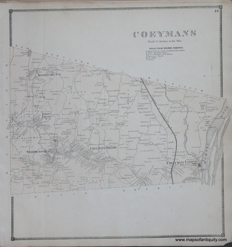 Genuine-Antique-Map-Coeyman--New-York---1866-Beers--Maps-Of-Antiquity