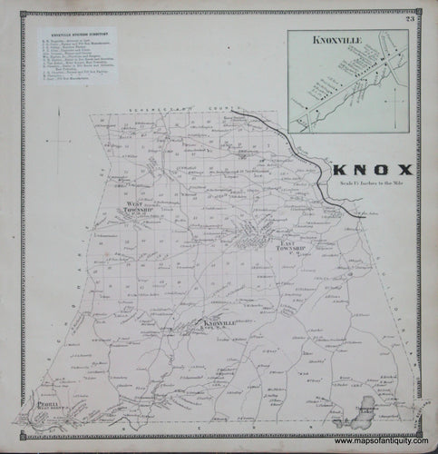 Genuine-Antique-Map-Knox--New-York---1866-Beers--Maps-Of-Antiquity