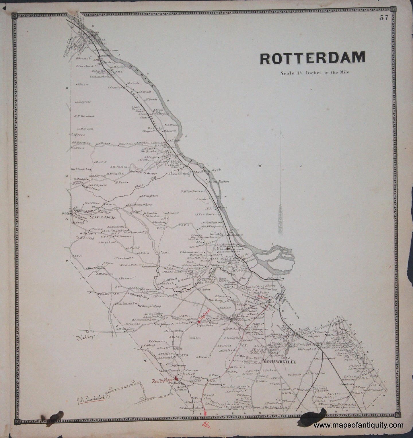 Genuine-Antique-Map-Rotterdam--New-York---1866-Beers--Maps-Of-Antiquity