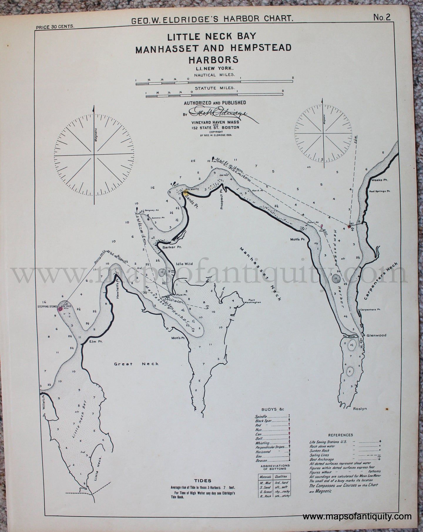 Antique-Map-Little-Neck-Bay-Manhasset-and-Hempstead-Harbors-Long-Island-New-York.-