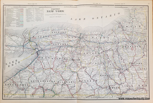 Genuine-Antique-Map-Western-New-York-1900-circa-Cram-Maps-Of-Antiquity