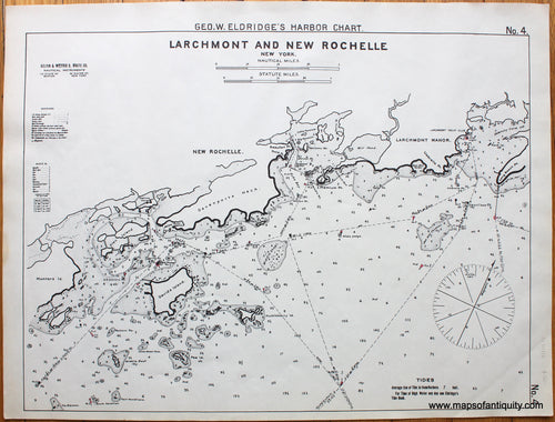 Black-and-White-Antique--Nautical-Chart-Larchmont-and-New-Rochelle-New-York--United-States-Northeast-1901-Eldridge-Maps-Of-Antiquity
