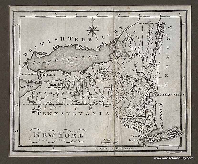 Black-and-White-Antique-Map-New-York-**********-United-States-New-York-1795-Joseph-Scott-Maps-Of-Antiquity