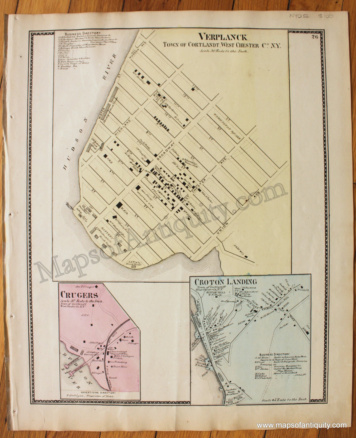 Antique-Map-Verplanck-Town-of-Cortlandt-West-Chester-Co.-N.Y.-(with-insets-of-Crugers-and-Croton-Landing)